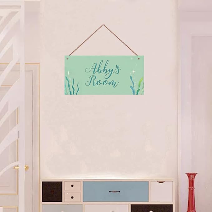 Personalized Signs Ocean Seaweed Sign For Kids Room Custom Name Door Wall Decor Floral Nursery Art Plate For Boys Room Girls Bedroom Little Man Cave