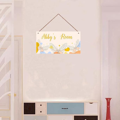 Personalized Sign Butterfly Floral Room Door Sign Girls Bedroom Kids Room Baby Nursery Wall Decor Custom Name Fantasy Art Wooden Plaque for Little Man Cave