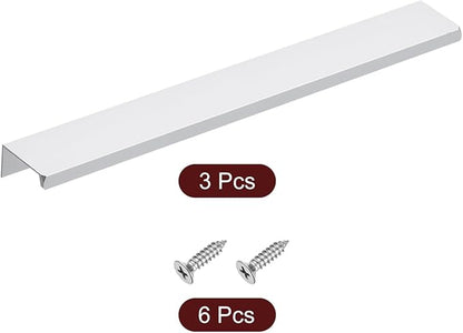 uxcell Cabinet Finger Edge Pull, 3pcs 250mm / 9.84" Aluminum Alloy Back Mount Hidden Cabinet Pulls Concealed Handle for Home Kitchen Drawer Cabinet, Silver