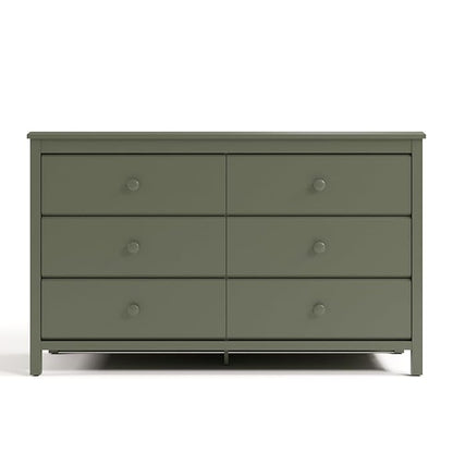 Storkcraft Alpine 6-Drawer Dresser (Olive) – GREENGUARD Gold Certified, Green Dresser for Bedroom, Kids & Nursery Storage Drawers, Safety Interlocking Drawers, Pre-Installed Tracks, Kids Bedroom