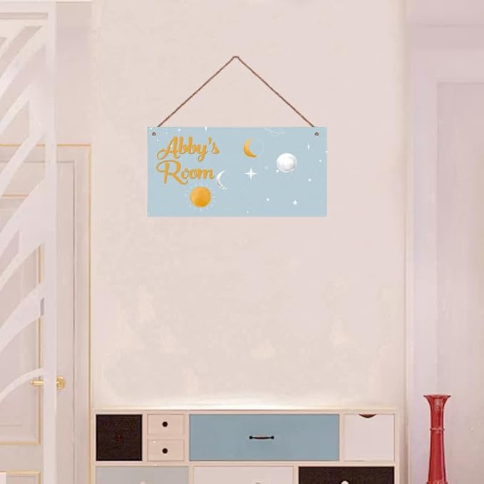 Personalized Sign Starry sky Decor For Boys Room, Sun Moon Stars Themed Wall Art Decor For Little Man Cave, Outer Space Room Decor, Universe Decorations For Kids Room Nursery Baby Game Room
