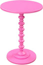 Convenience Concepts Palm Beach Spindle 17.75" Traditional Round End Living Room, Turned Solid Wood Side, Classic Display Pedestal Table, Pink