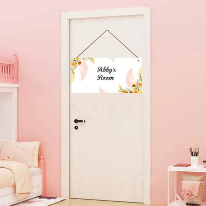 Personalized Signs Watercolor Painting Sign For Kids Room Custom Name Door Flowers Wall Art Decor for Little Man Cave Floral Nursery Art Plate For Boys Room Girls Bedroom