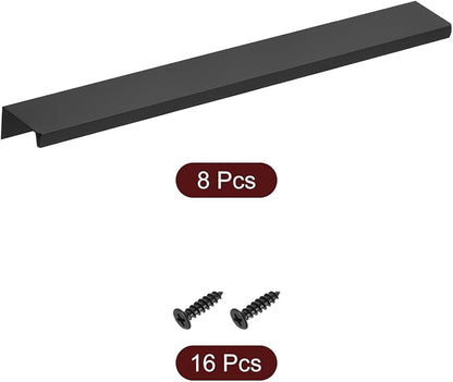 uxcell Cabinet Finger Edge Pull, 8pcs 250mm / 9.84" Aluminum Alloy Back Mount Hidden Cabinet Pulls Concealed Handle for Home Kitchen Drawer Cabinet, Black