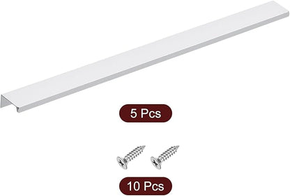 uxcell Cabinet Finger Edge Pull, 5pcs 400mm / 15.75" Aluminum Alloy Back Mount Hidden Cabinet Pulls Concealed Handle for Home Kitchen Drawer Cabinet, Silver