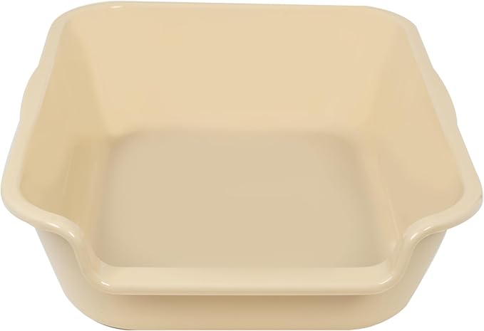 1 Pack of Extra Large Cat Litter Box (ABS Material), Low Entry Senior Litter Pen for Geriatric Kitty Big Cats, Jumbo Pet Safe Litter Boxes Tray for Pets Potty (Beach Sand, 20" L x 15.5" W)-Mewly Pet