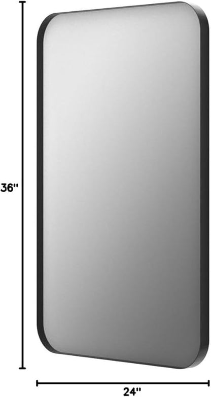 Sweetcrispy Black Bathroom Vanity Mirror for Wall, 24x36 Inch Metal Framed Wall Mirror Farmhouse Rectangle, Anti-Rust, Tempered Glass, Hangs Horizontally or Vertically