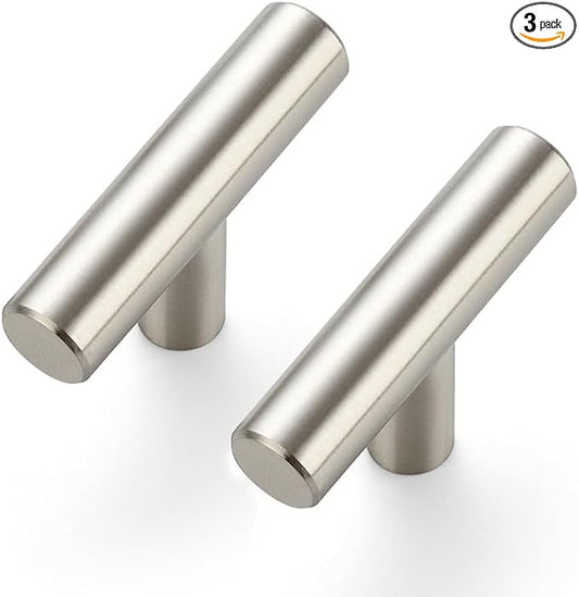 JOY DECOR 3 Pack Cabinet Knobs, Brushed Nickel Cabinet Handles, 2in Kitchen Cabient Knobs, Single Hole Drawer Knobs for Dresser Drawers