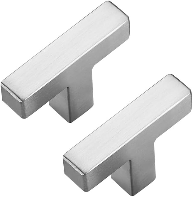 3 Pack Brushed Nickel Cabinet Knobs - Kitchen Cabinet Knobs Silver Cabinet Pulls for Kitchen Cabinet Drawer Stainless Steel Dresser Knobs for Cabinet Hardware 2in Length Single Hole Square