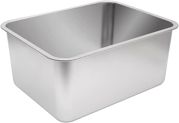 Kichwit Large Stainless Steel Cat Litter Box with High Sides, Metal Litter Pan for Cat, Non Stick Smooth Surface, Easy to Clean (17.5" L x 13.5" W x 7.9" H)-Mewly Pet