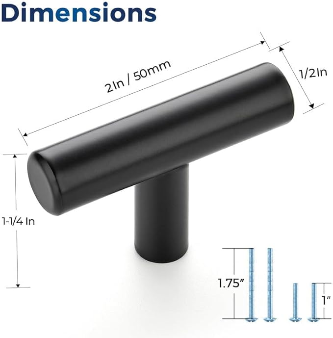 JOY DECOR 15 Pack Cabinet Knobs, Black Cabinet Handles, 2in Kitchen Cabient Knobs, Single Hole Drawer Knobs for Dresser Drawers