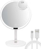 9.65-inch Lighting Makeup Mirror, 1x / 10x,Touch Control,3-Color Adjustable,Metal Stand,up and Down Adjustable Makeup Mirror, High Color Rendering, Eye-Protecting Light Source,Silver