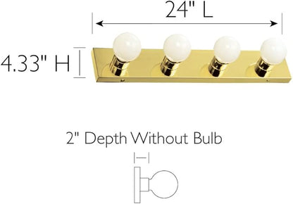 Design House 500868 4-Light Vanity Strip Light Contemporary Dimmable for Bathroom, Bedroom, Makeup Vanity, Polished Brass