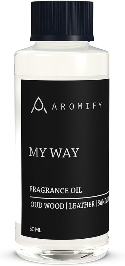 My Way Diffuser Oil, Inspired by 1 Hotel Miami Beach, Hotel Scent Diffuser Oil, My Way Aromatherapy Blend of Essential Oils for Home & Office, Leather & Sandalwood Scent, 1.6 FL Oz, 50 mL