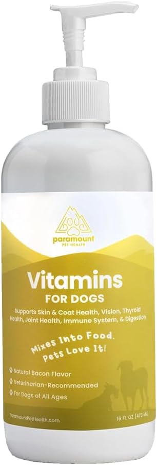 Liquid Multivitamin for Dogs with Probiotics, 8 in 1 Vitamins for Immune Support, Energy & Digestion, High Absorption Liquid Dog Supplement, Made in USA, 16 oz-Mewly Pet