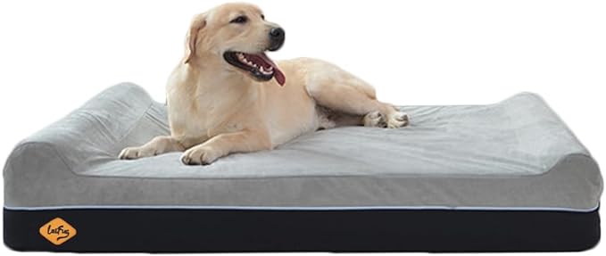 Laifug Orthopedic Memory Foam Extra Large Dog Bed Pillow(50"x36"x10", Slate Grey) Durable Water Proof Liner & Removable Washable Cover & Smart Design-Mewly Pet