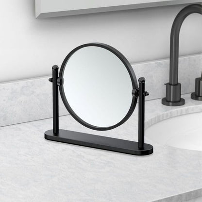Gatco 1391MX Table Mirror, Matte Black/ 7.50" Double Sided Tabletop Makeup Vanity Mirror with 3X Magnification on One Side and Rotates 360 Degrees