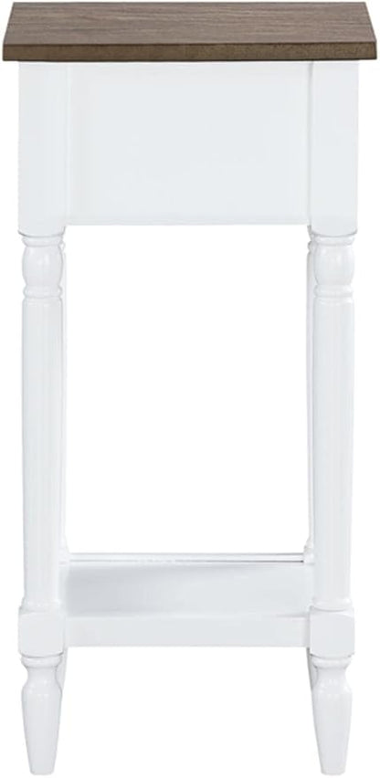 Convenience Concepts French Country Khloe 1 Drawer Accent End Table 14" - Traditional Farmhouse Side Table with Storage Drawer and Shelf for Living Room, Driftwood/White