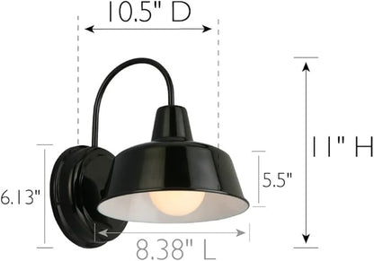 Design House Mason Barn Light Indoor/Outdoor Wall Mount Modern Industrial Farmhouse Wall Light for Patio, Garage, Bathroom, Office, Kitchen, 8-Inch, Satin Black, 579367