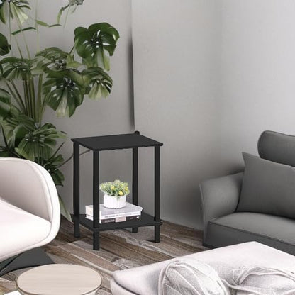 TUTOTAK End Table, Side Table, Nightstand, 2-Tier Storage Shelf, Sofa Side Table for Small Space, Living Room, Bed Room Black TB01BK034