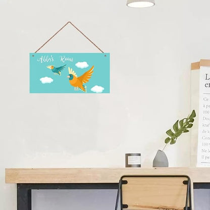 Personalized Signs Birds Sign Kids Door Sign Little Man Cave Wall Art Decor Custom Name Pigeon Art Sign for Kids Room Floral Nursery Art Plate For Boys Room Girls Bedroom