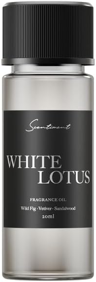 Scentiment Diffuser Oil - White Lotus | Aromatherapy Home Fragrance | Inspired by 5-Star Hotels | Luxurious Scent with Notes of Wild Fig, Vetiver, Almond, Sandalwood (20 mL)