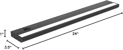 LED Under Cabinet Lighting Hardwired - 3CCT 24 Inch Black Finish - Undercabinet Lights for Kitchen - Linkable Undercounter Dimmable Plug in Light or Hard Wired - Under Counter Fixture Direct Wire