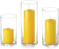 yummi Set of 36 Slim Pillars and Cylinder Vases - Bright Yellow