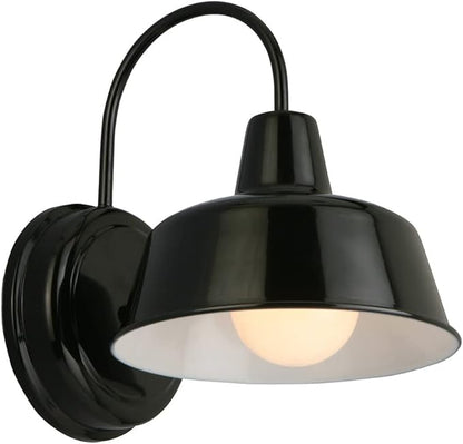 Design House Mason Barn Light Indoor/Outdoor Wall Mount Modern Industrial Farmhouse Wall Light for Patio, Garage, Bathroom, Office, Kitchen, 8-Inch, Satin Black, 579367