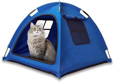 Blue Cat Tent House、Cat's Nest, Portable Indoor/Outdoor Pet Tent House for Cats, Puppies and Other Small Animals-Mewly Pet