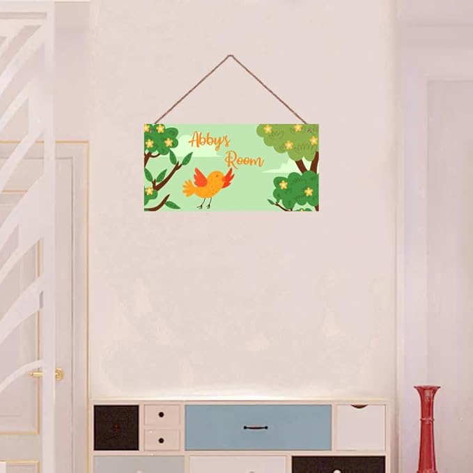 Personalized Singing Bird Little Man Cave Sign For Boys Room Bedroom Custom Name Kids Toddler Baby Nursery Door Plaque Happy Wall Art Decor for Girls Room