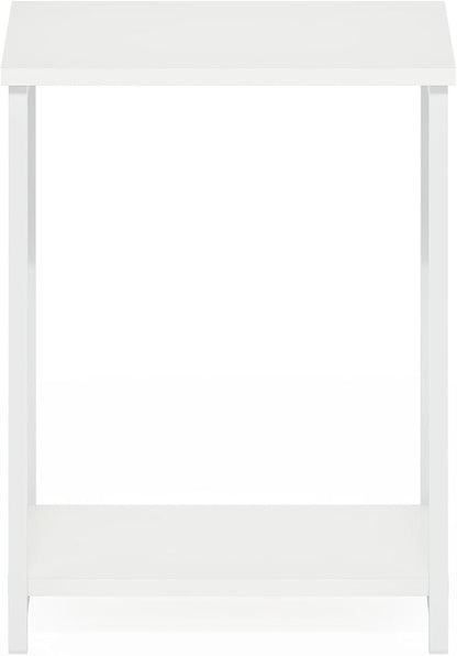 Furinno Simplistic Side Table, 2-Tier Metal Frame End Table with Open Shelf, Night Stand, Bedside Table, for Living Room, Bedroom, White