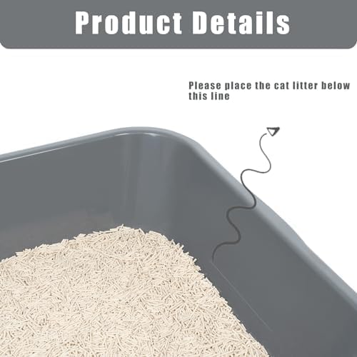 2 Pack of Extra Large Cat Litter Box (ABS Material), Low Entry Senior Litter Pen for Geriatric Kitty Big Cats, Jumbo Pet Safe Litter Boxes Tray for Indoor Pets Potty (White, 24" L x 20" W)-Mewly Pet