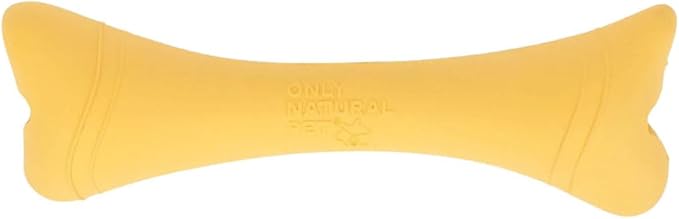 Only Natural Pet Rubber Boredom Buster Treat Stuffer Dog Toys - Interactive Stuffable Feeder Dispenser Fillable Durable Play Puppy Medium Large XS Chew Pup Hide Holder Easy Refill -BobbleBone/Yellow-Mewly Pet