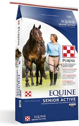 Purina Active Senior Horse Feed, Equine Feed for Active Senior Horses, Pelleted, 50 lbs-Mewly Pet