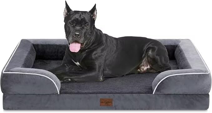 Comfort Expression Waterproof Orthopedic Foam Dog Beds, XXL Orthopedic Dog Beds for Extra Large Dogs, Washable Pet Sofa Bed with Removable Cover & Non-Slip Bottom(XX-Large,Dark Grey)-Mewly Pet