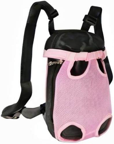 FEimaX Dog Carrier Backpack Pet Legs Out Front Cat Travel Bag, Adjustable Puppy Backpacks Carriers Hands-Free for Small Medium Dogs Cats Hiking Traveling Camping Daily Walking (X-Large, Pink)-Mewly Pet