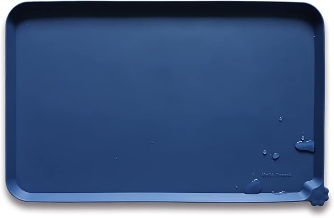 Hoki Found Silicone Pet Food Mats - Non Slip Dog Cat Bowl Placemats - Waterproof Dog Cat Food Mats - Suitable for Carpet - Indigo Ink-Mewly Pet