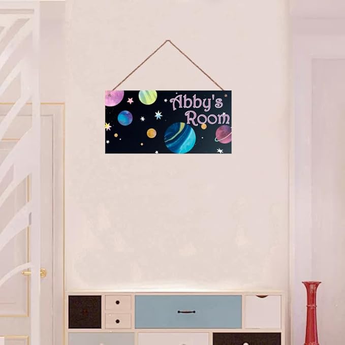 Personalized Galaxy Star Sign Solar System Signs Custom Name Decoration Exquisite Decorative Signs for Kids Room Baby Nursery Door Wall Art Decor Outer Space Themed Decor For Girls Bedroom Boys Room