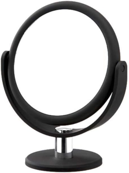 Danielle Creations 6.75-Inch Portable Two-Sided Vanity Round Vanity Makeup Mirror, No-Slip Soft Touch with 360 Rotation, 12x Magnification, Midnight Matte Black