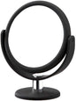 Danielle Creations 6.75-Inch Portable Two-Sided Vanity Round Vanity Makeup Mirror, No-Slip Soft Touch with 360 Rotation, 12x Magnification, Midnight Matte Black