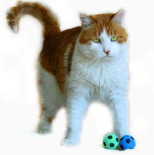 Foam Sponge Soccer Ball Cat Toy Interactive Cat Toys Independent Pet Kitten Cat Exrecise Toy Balls for Real Cats Kittens, Soft, Bouncy and Noise Free (24 Pack)-Mewly Pet