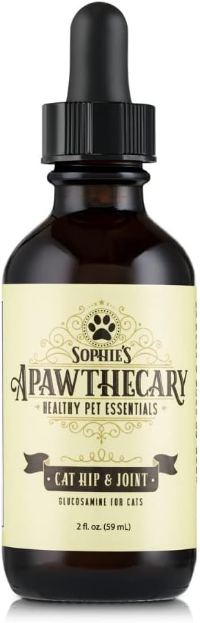 Sophie's Apawthecary Cat Hip and Joint Glucosamine Liquid Supplement 2 oz for Pain Relief and Improved Joint Flexibility-Mewly Pet