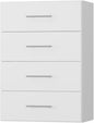 ROOMTEC 19.5" 4 Drawer Short Tower Closet Unit, Modular Closet System with Drawers and Shelf, Wardrobe Organizer for Bedroom or Walk-in Closet, Wall Mounted, Customizable Clothes Storage Unit, White