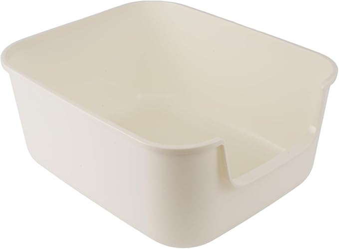 Large Cat Litter Box with High Sides,Cat Boxes for Indoor Cats,Cat Litter Pan for Kitty,Litter Box with Low Entry,Easy to Clean,Anti-Splashing (White)-Mewly Pet