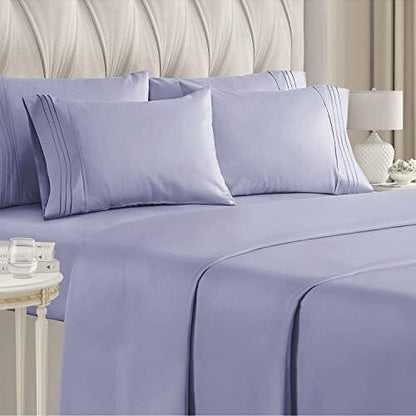 Queen 6 Piece Sheet Set - Comfy Breathable & Cooling - Ultra-Soft Hotel Luxury Bedding Set with 8-16 Inch Deep Pockets - 1 Flat & 1 Fitted Sheet & 4 Pillowcases - Wrinkle Free & Easy Care - Lavender