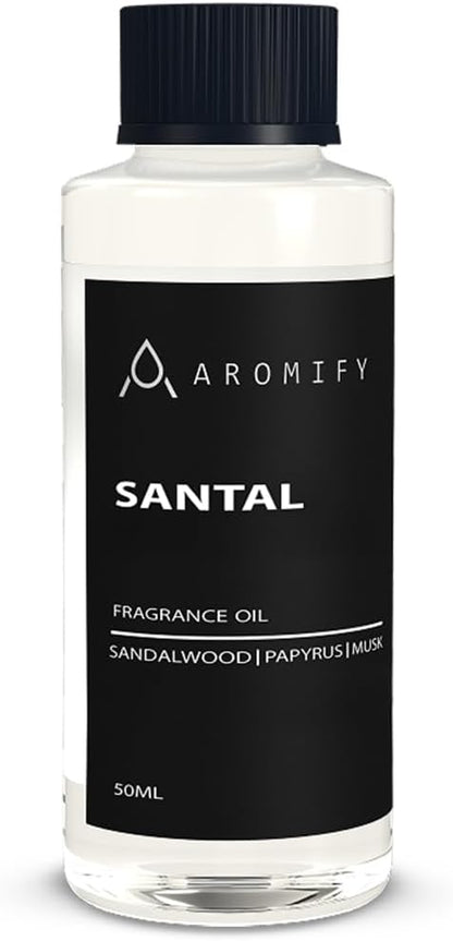 Santal Diffuser Oil, Diffuser Fragrance Oil for Home, Bathroom & Office, Aromatherapy Blend of Natural Essential Oil, Sandalwood & Musk Scent, 1.6 Fl Oz, 50 mL