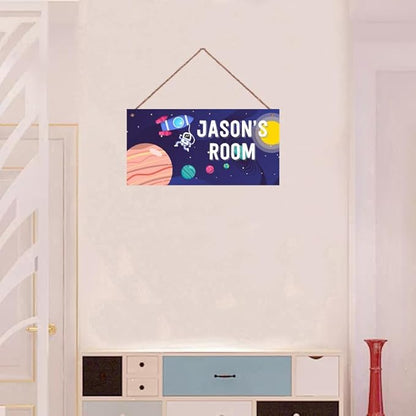 Personalized Sign Space Themed Art Decor Funny Astronaut Sign For Kids Room Outer Space Decor for Boys Room Nursery Wall Decorations Stuff For Little Man Cave