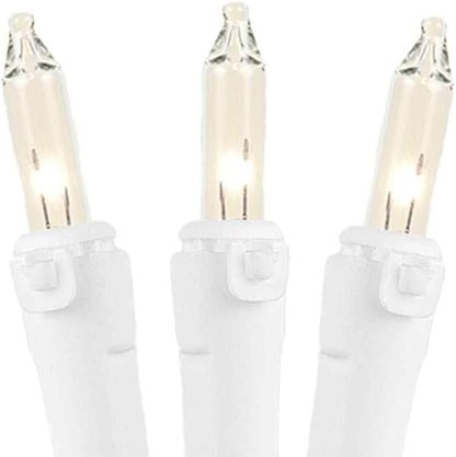 Novelty Lights 50 Feet 100 Bulb Incandescent Mini Light String, Clear with 6-Inch Spacing on White Wire, UL Listed Commercial Grade Indoor/Outdoor Mini Lights, Connectable End-to-End