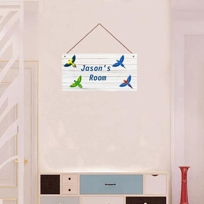 Personalized Sign Cute Bird Room Décor Kids Room Decor, Little Man Cave Wall Art Decor for Nursery, Flying Parrot Nursery Door Decor for Toddler Baby Boys Room
